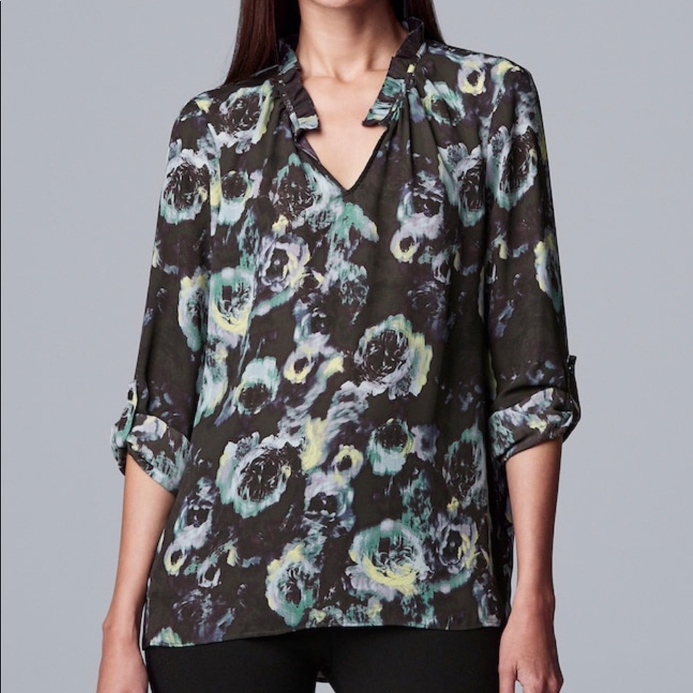 NWT Simply Vera Vera Wang Women’s Large Floral Tunic Blouse